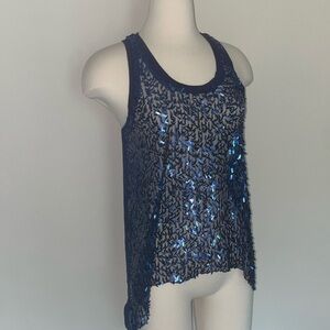 Blue sequins tank top
